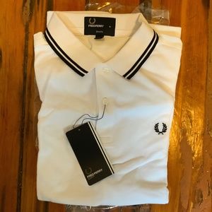 NWT Fred Perry slim fit medium polo white/black